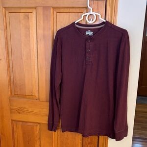 Outdoor Life Men's Long Sleeve Henley - Burgundy size M